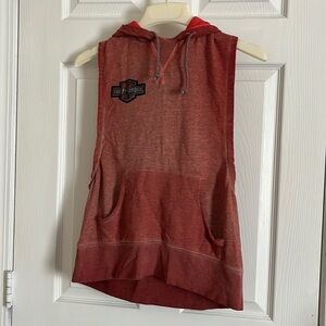 HARLEY DAVIDSON Orange Tank Top Bedazzled Hoodie  Woman’s Size Medium